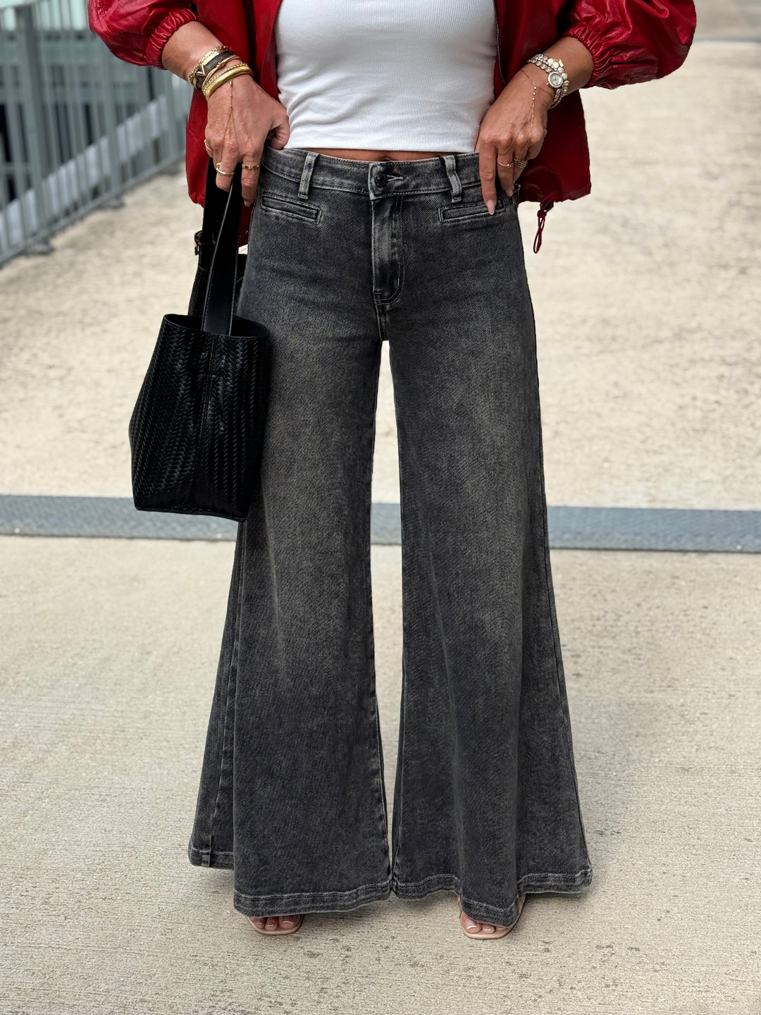 Jean patte d’éléphant Gris Jw9739
