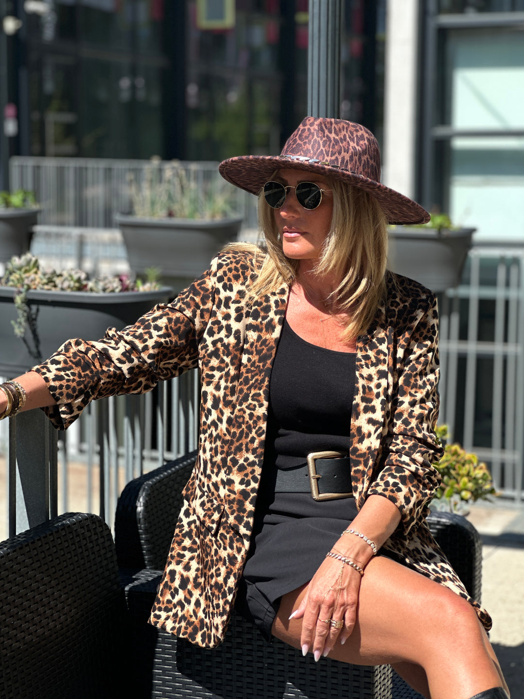 Blazer manches froncées léopard 8525 (34 au 40)