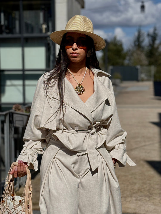 Ensemble Sella effet lin Beige