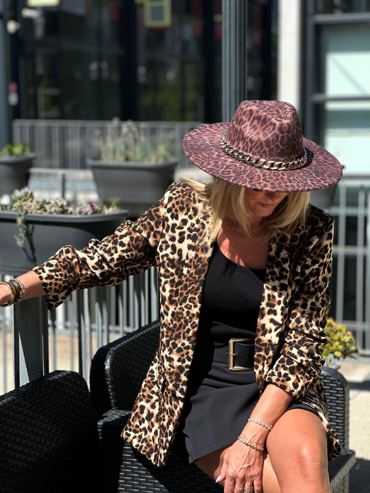 Blazer manches froncées léopard 8525 (34 au 40)