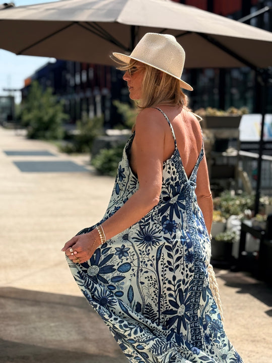 Robe imprimée fleuri bleu