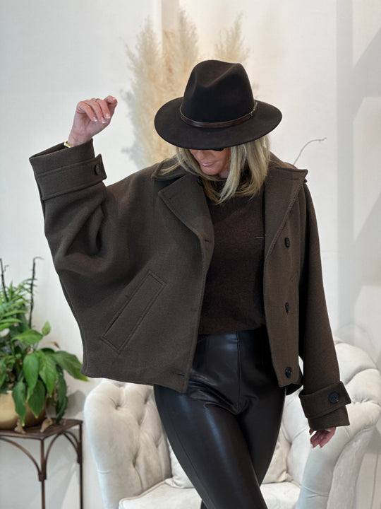 Veste laine manche loose Choco