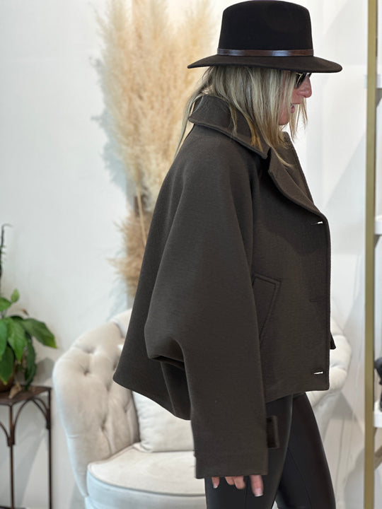 Veste laine manche loose Choco
