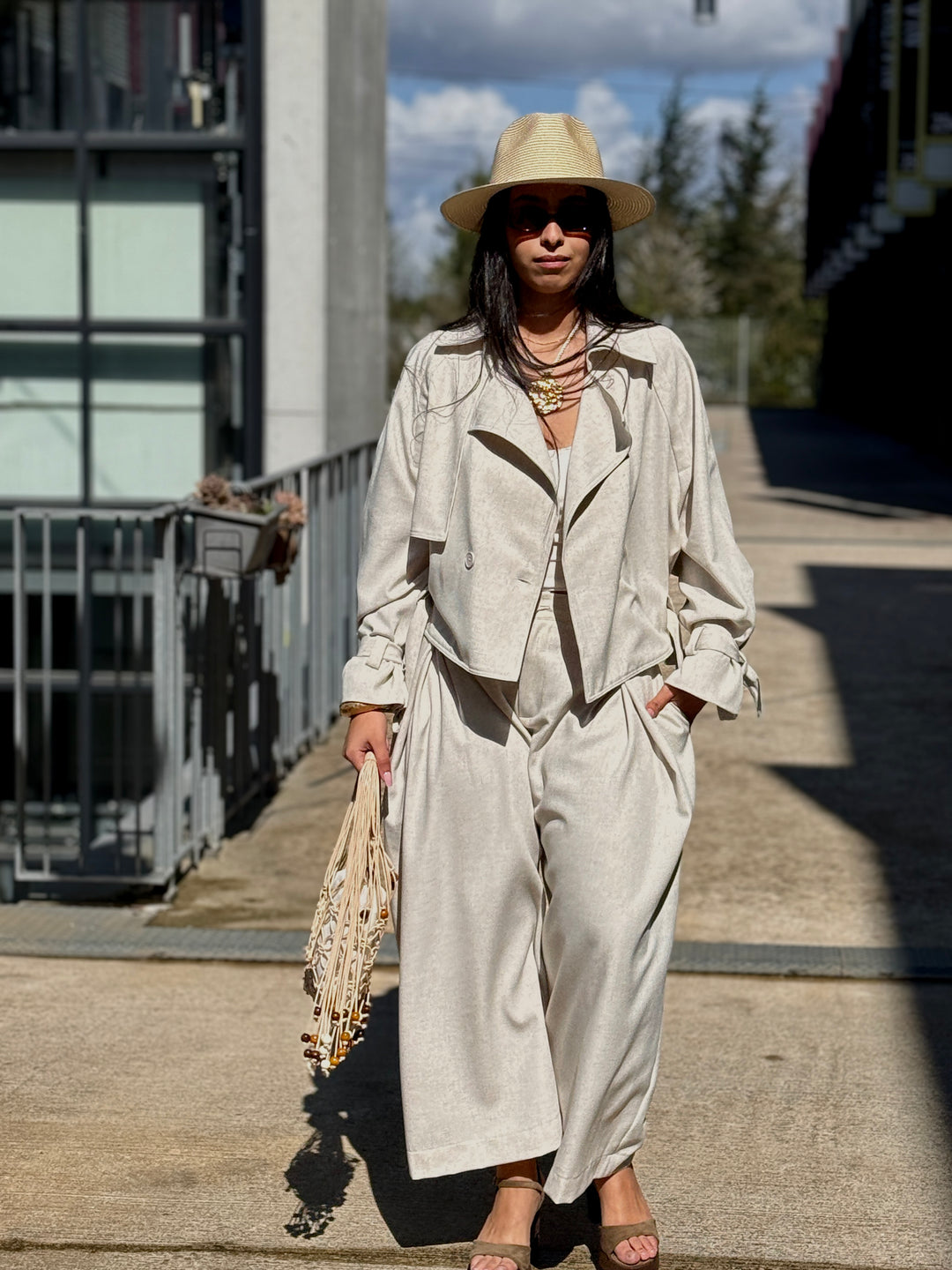 Ensemble Sella effet lin Beige