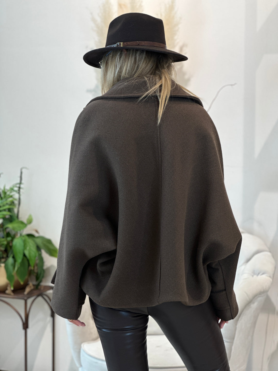 Veste laine manche loose Choco