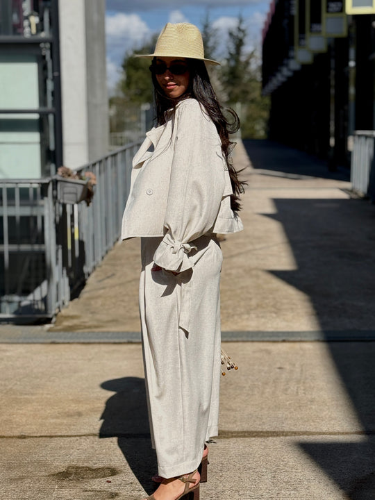 Ensemble Sella effet lin Beige