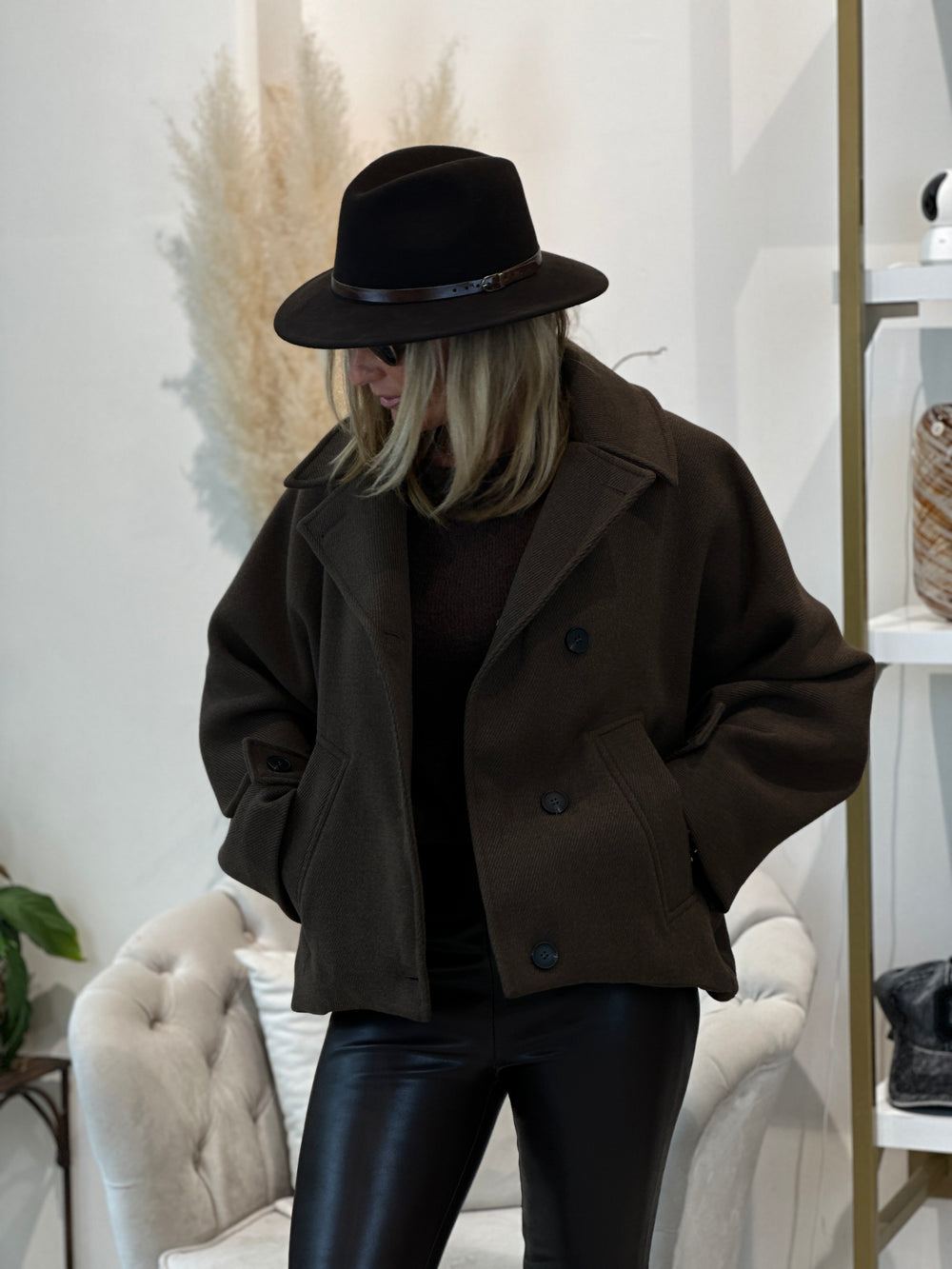 Veste laine manche loose Choco