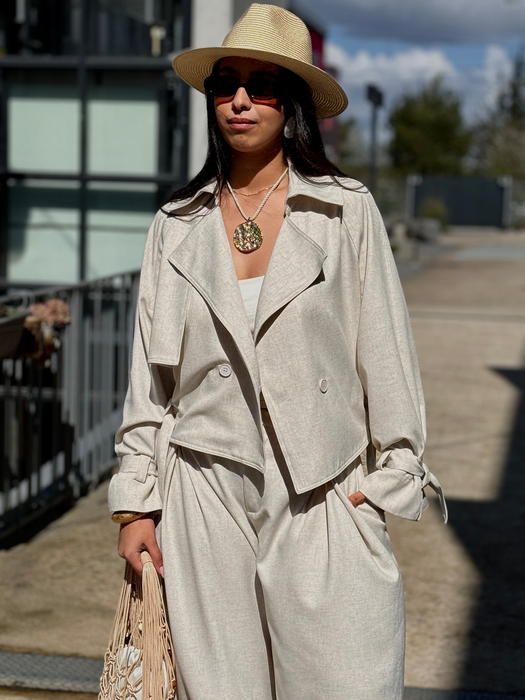 Ensemble Sella effet lin Beige