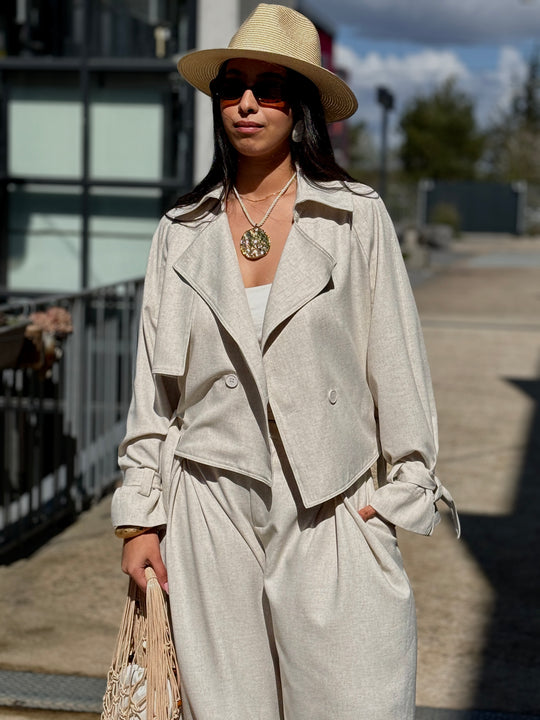 Ensemble Sella effet lin Beige