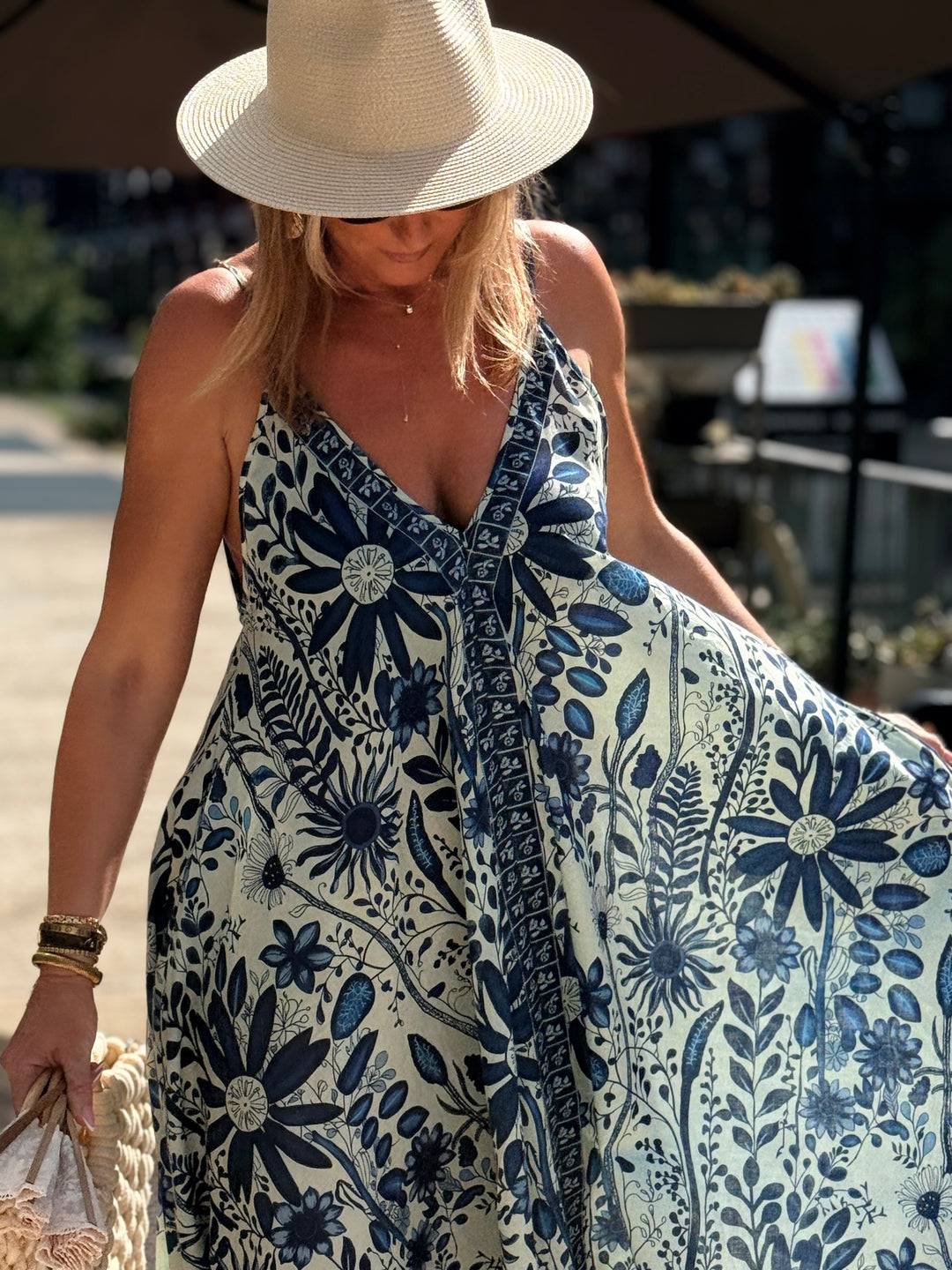 Robe imprimée fleuri bleu