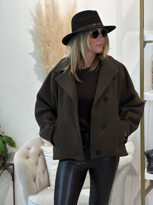 Veste laine manche loose Choco