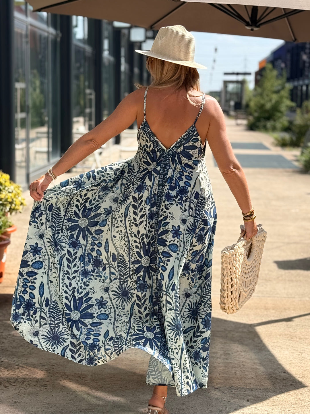 Robe imprimée fleuri bleu