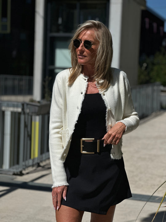 Gilet perles ecru 3989