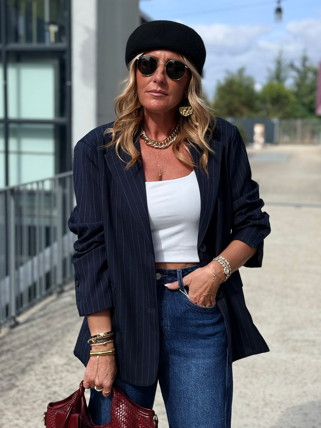 Blazer rayure bleu marine IVAN