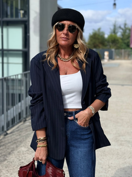 Blazer rayure bleu marine IVAN