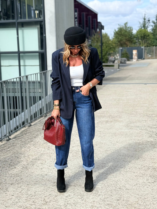 Blazer rayure bleu marine IVAN
