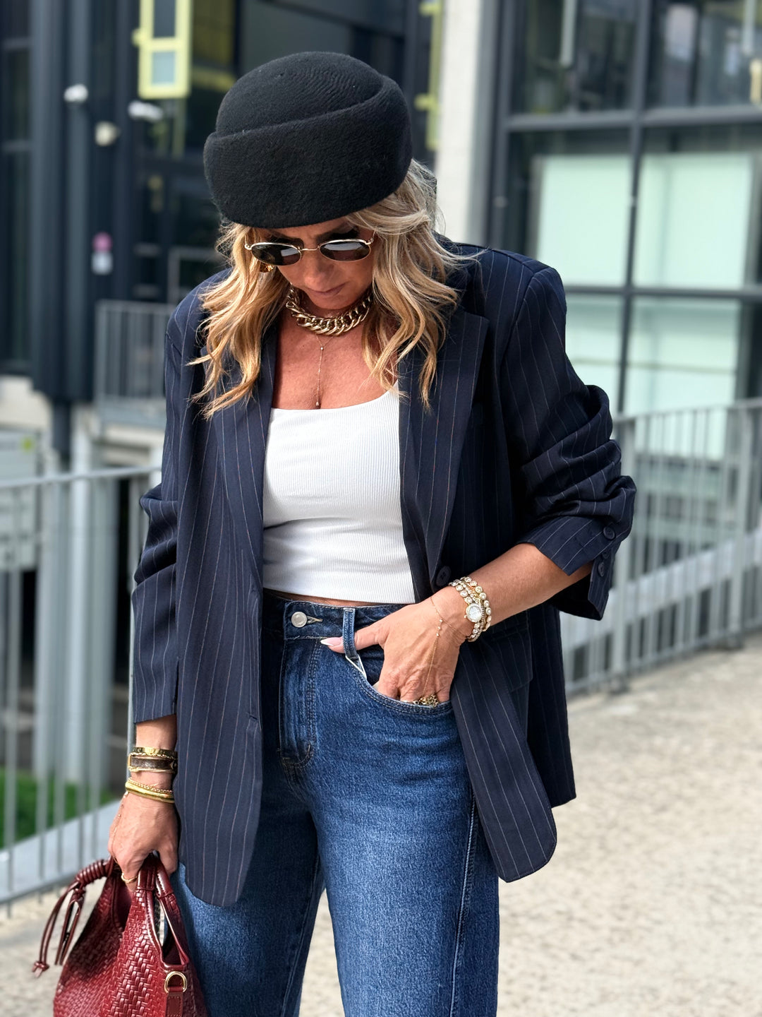 Blazer rayure bleu marine IVAN