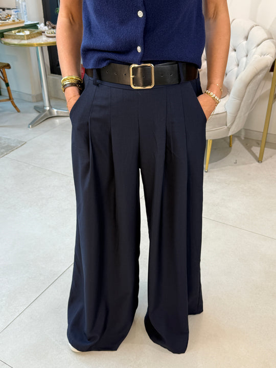 Pantalon pince Emilie ceinture boucle or