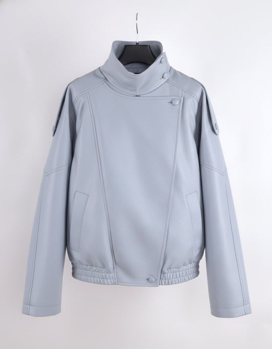 Veste bomber similicuir Bleu ciel 8822