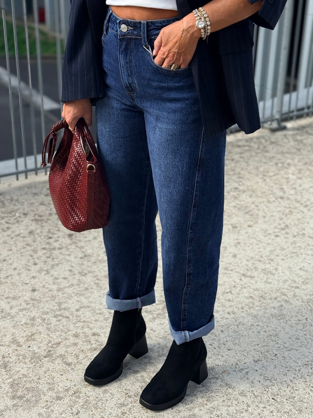 Jean mom Bleu foncé 78565
