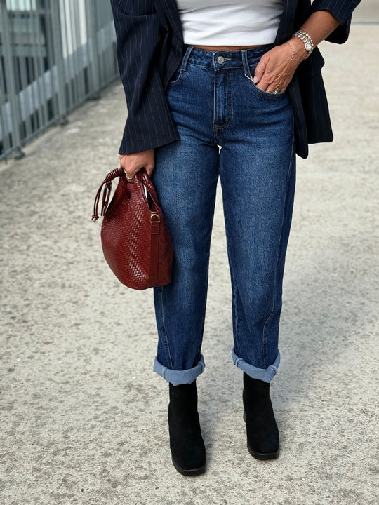 Jean mom Bleu foncé 78565
