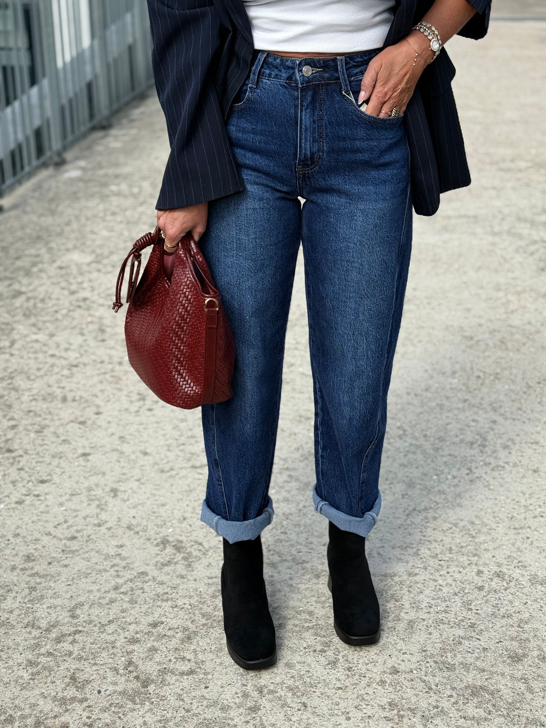 Jean mom Bleu foncé 78565
