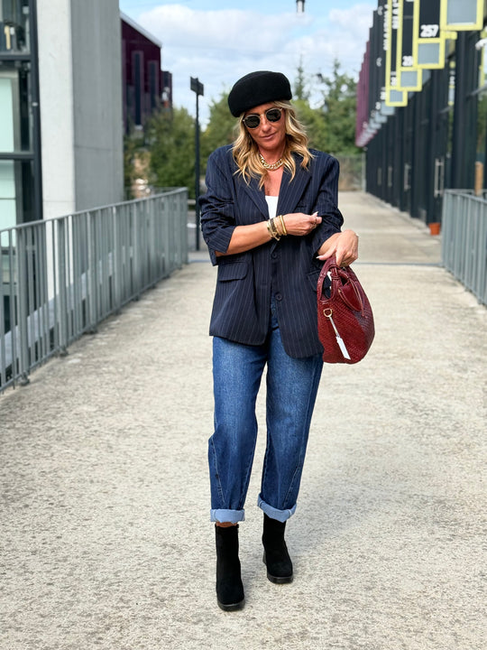 Blazer rayure bleu marine IVAN