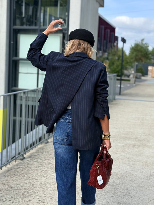 Blazer rayure bleu marine IVAN