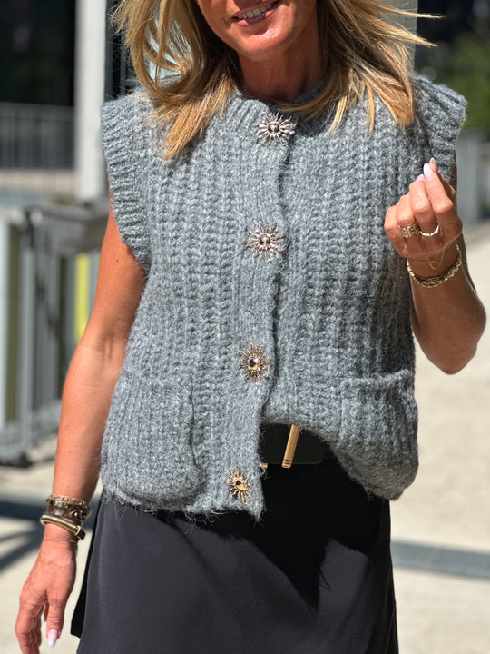 Gilet sans manches poches et boutons soleil 1771