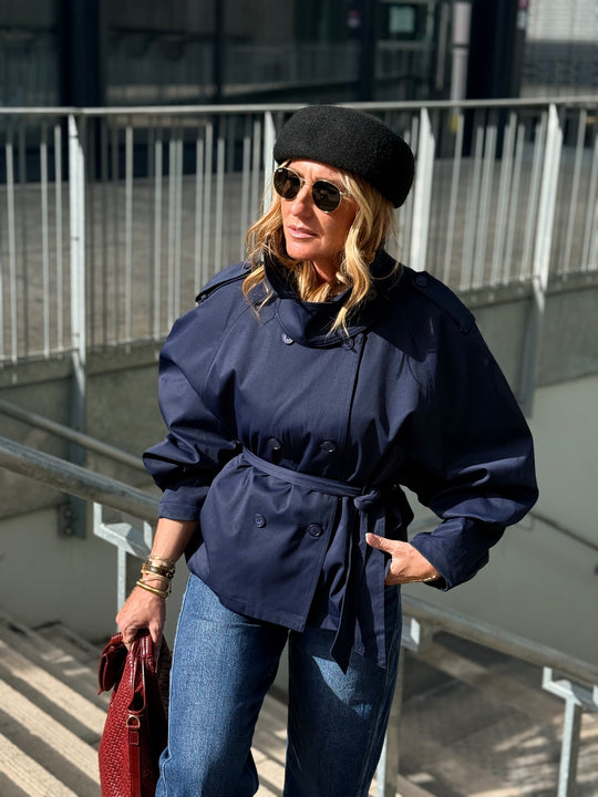 Trench manches bouffantes Bleu marine 3193
