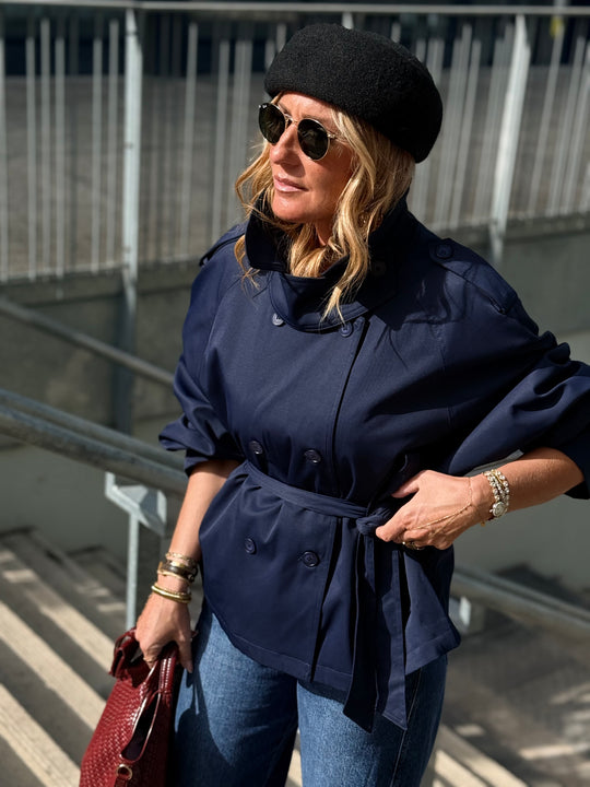 Trench manches bouffantes Bleu marine 3193