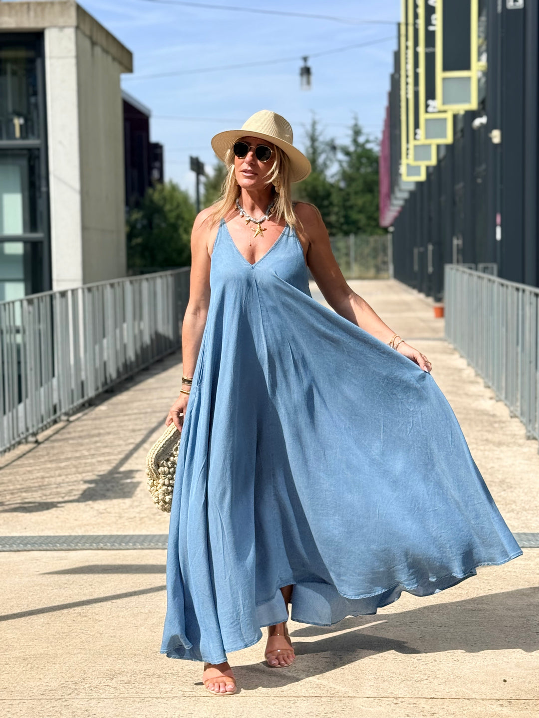 Robe effet jean tencel