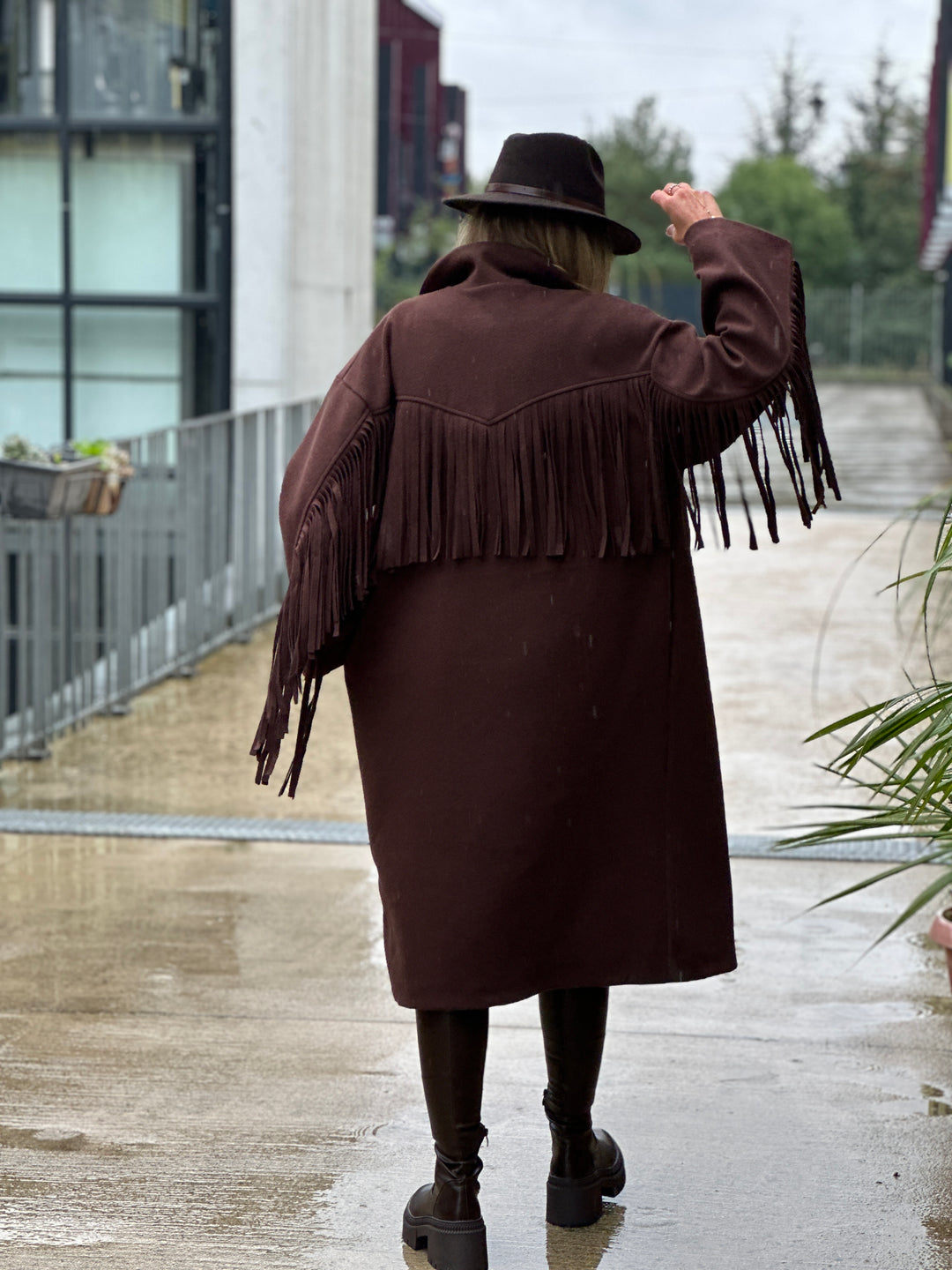 Manteau feutrine frange