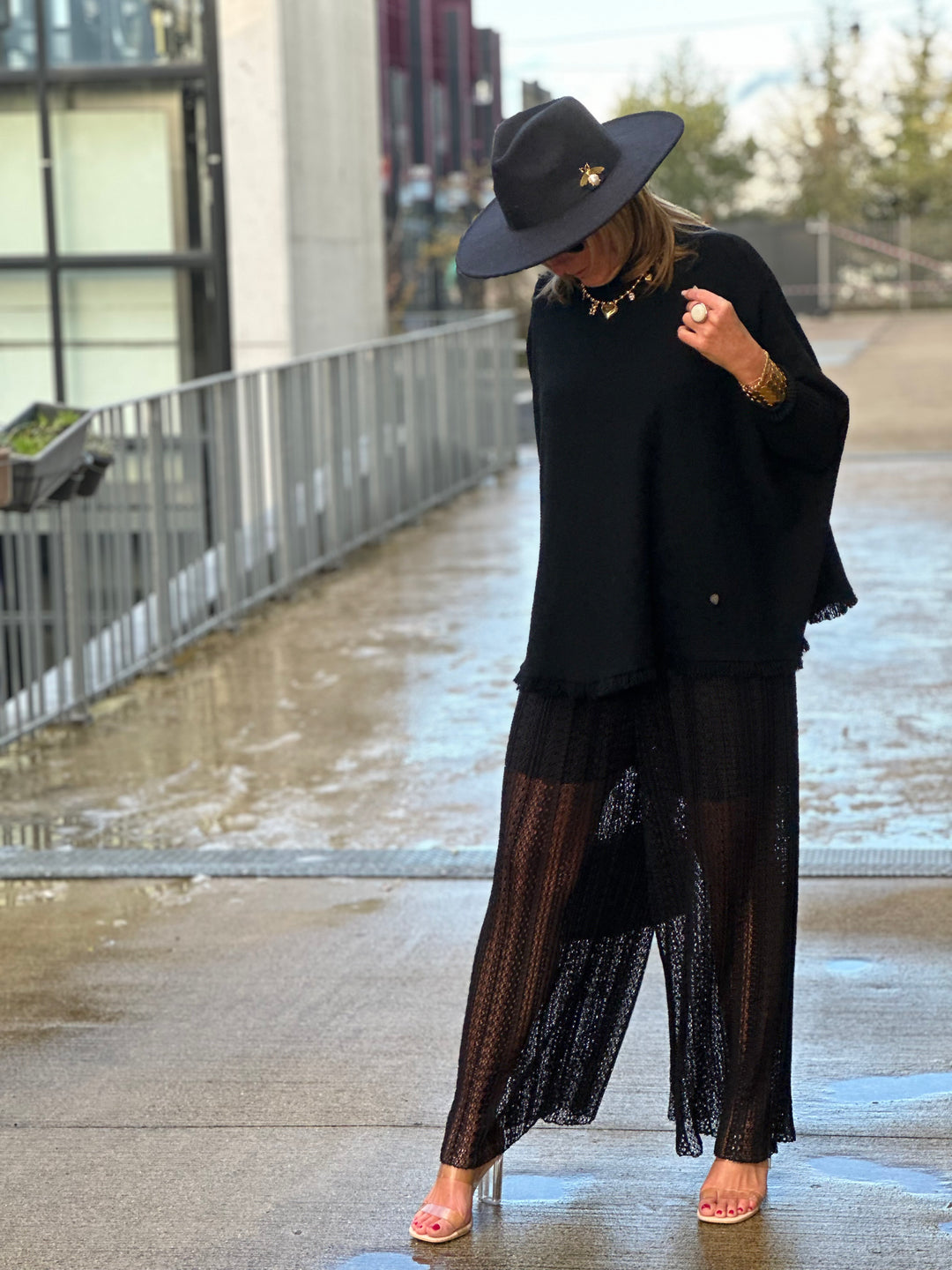 Pantalon dentelle noir
