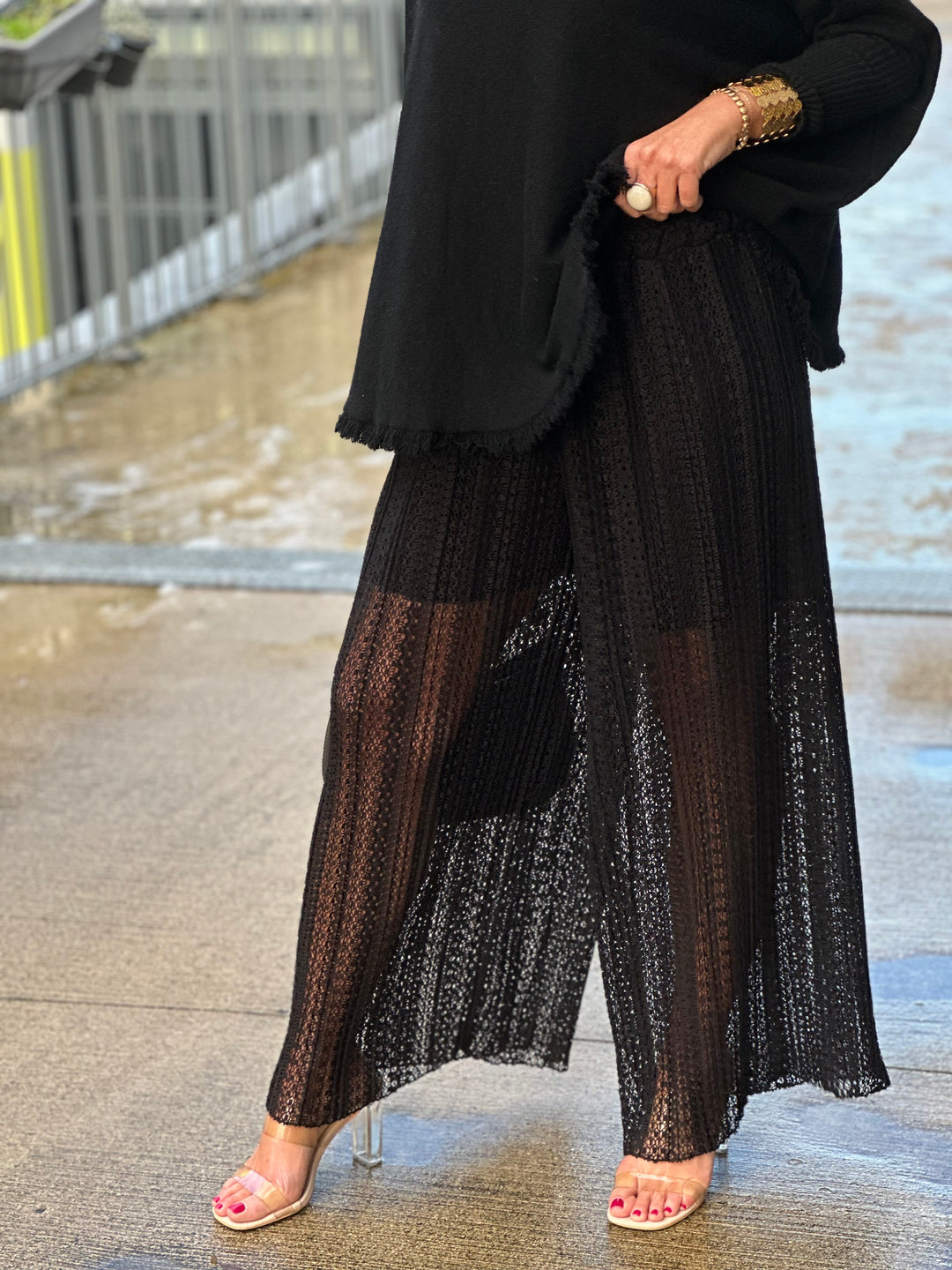 Pantalon dentelle noir