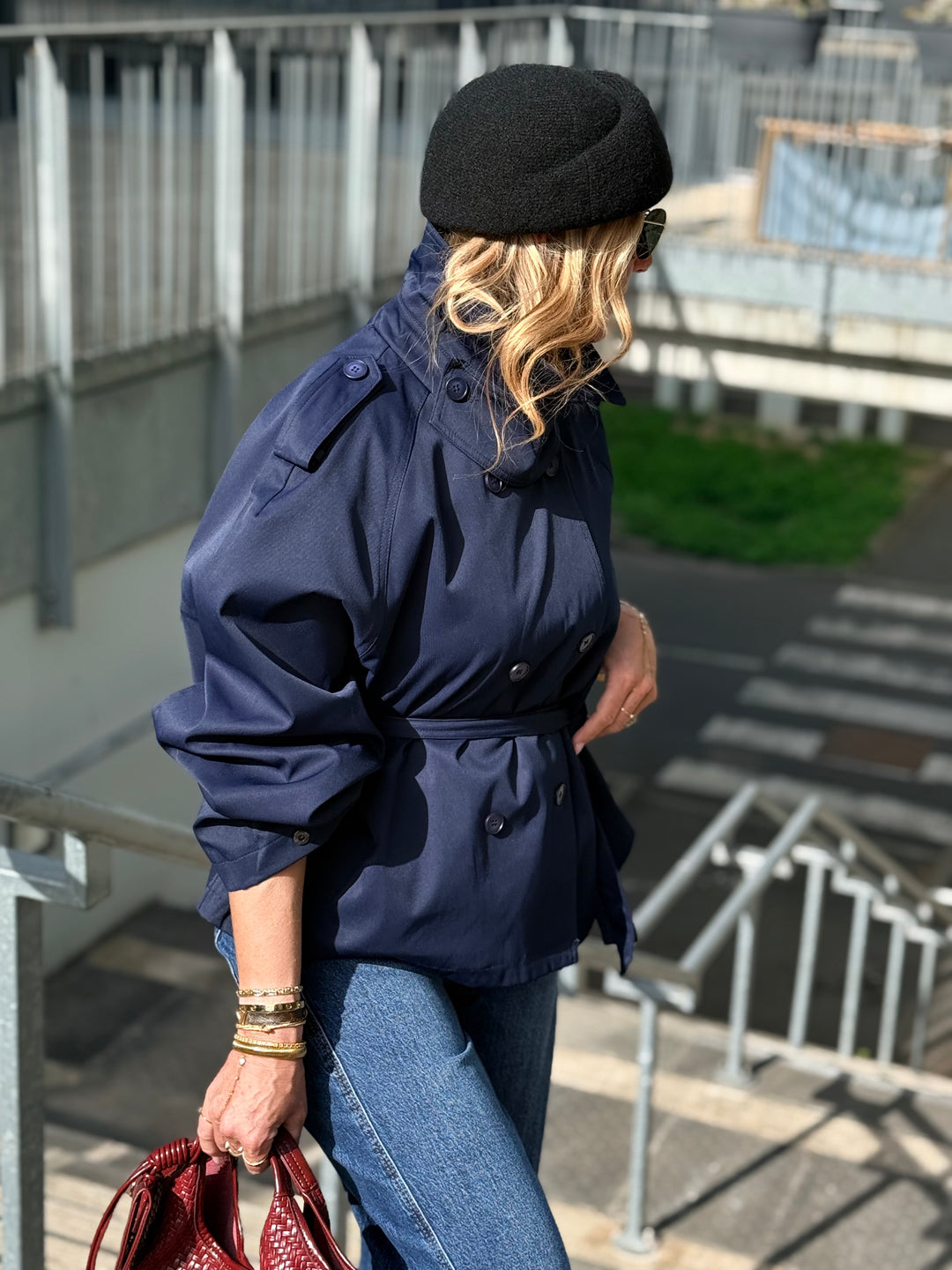 Trench manches bouffantes Bleu marine 3193