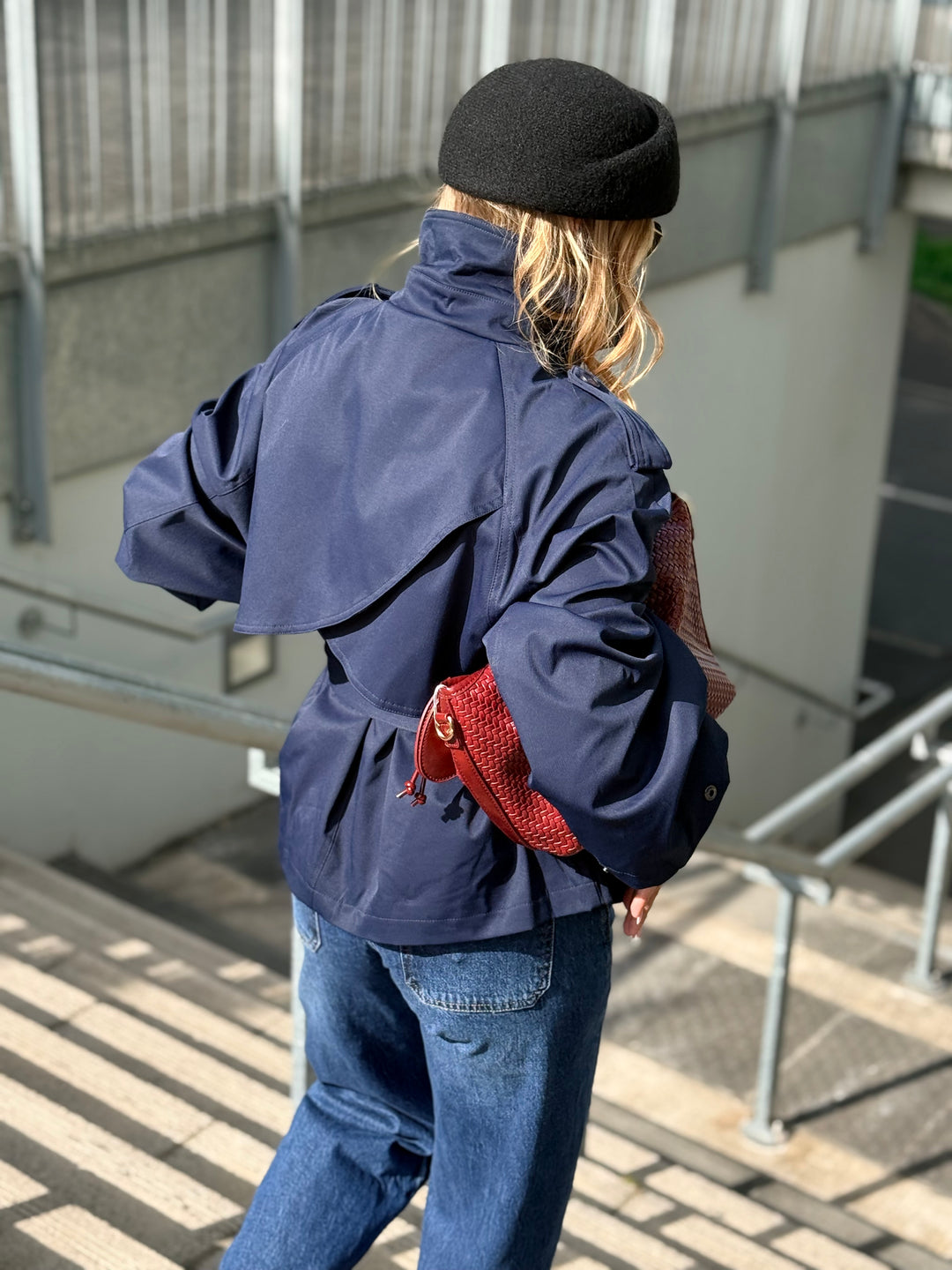 Trench manches bouffantes Bleu marine 3193
