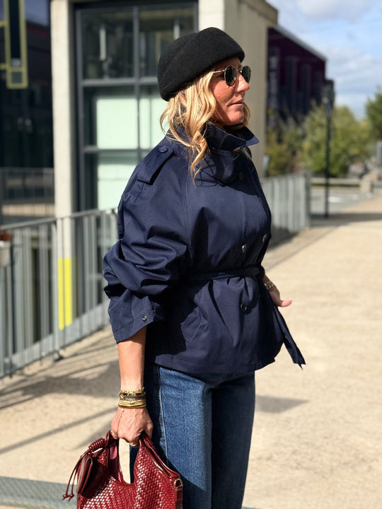Trench manches bouffantes Bleu marine 3193