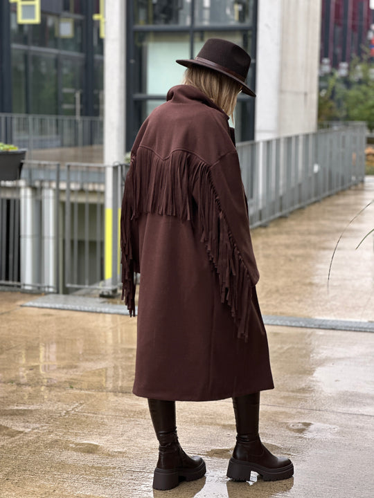 Manteau feutrine frange