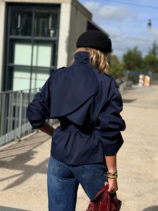 Trench manches bouffantes Bleu marine 3193