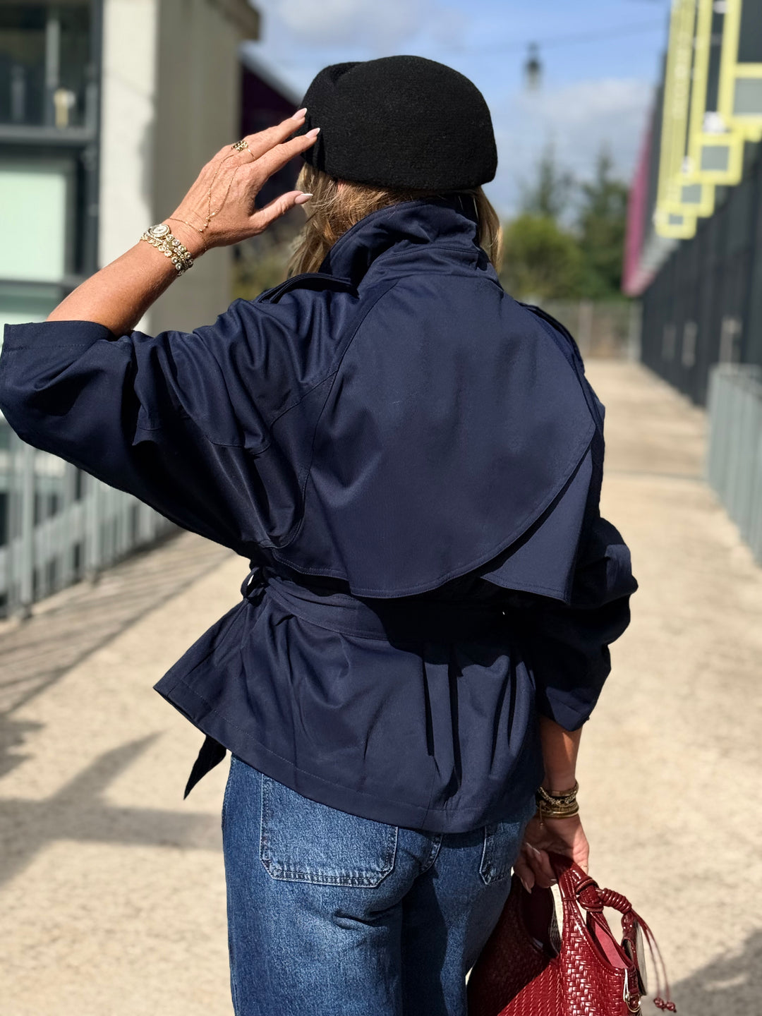 Trench manches bouffantes Bleu marine 3193