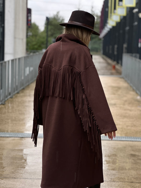 Manteau feutrine frange