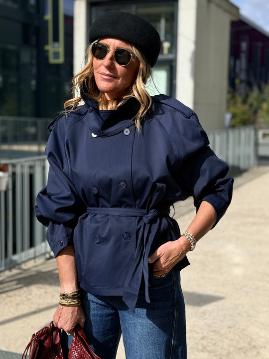 Trench manches bouffantes Bleu marine 3193