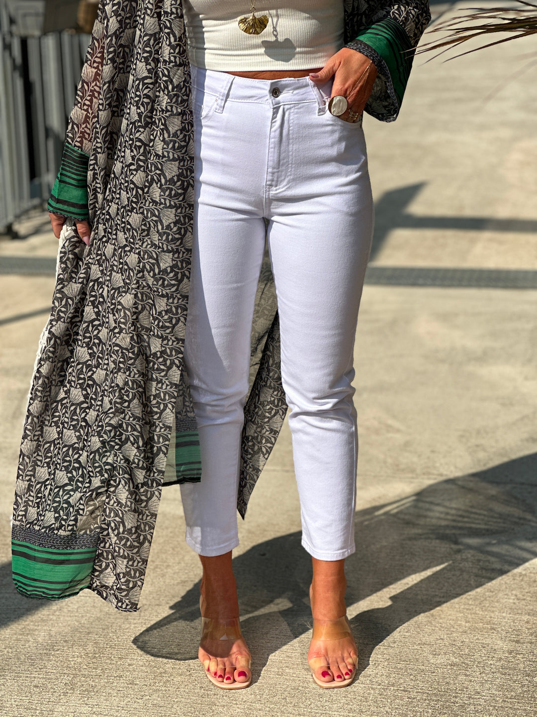 Jean blanc mom MG579W
