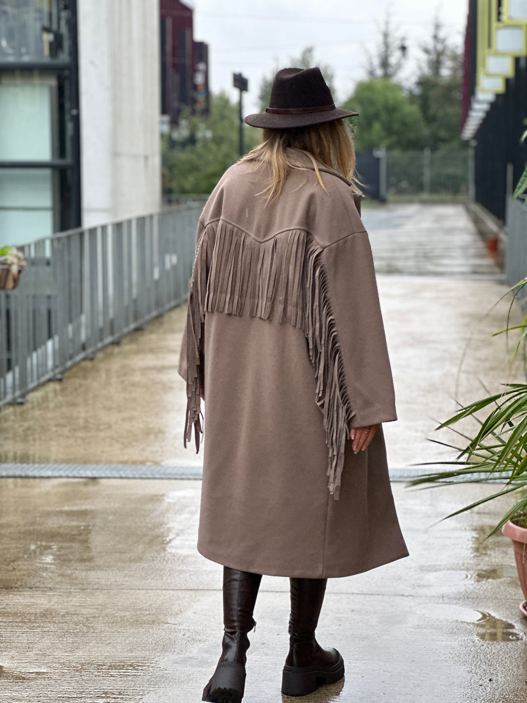 Manteau feutrine frange