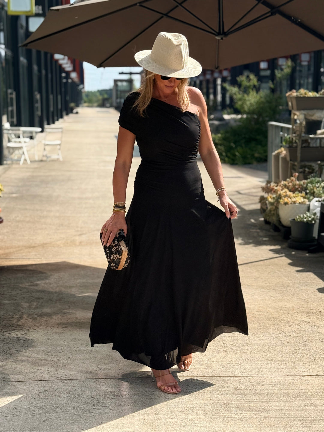 Robe longue fluide noir 8050