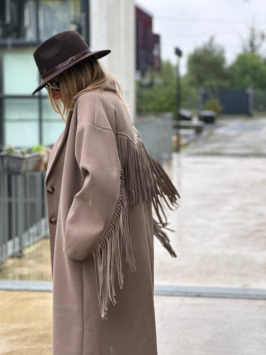 Manteau feutrine frange