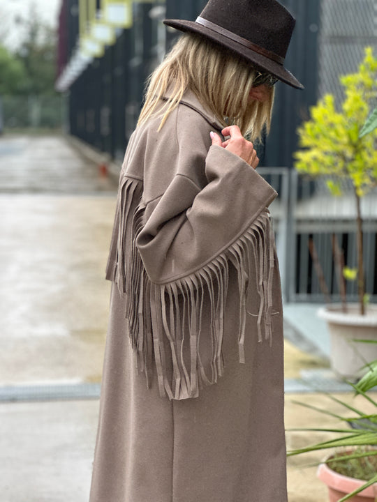 Manteau feutrine frange