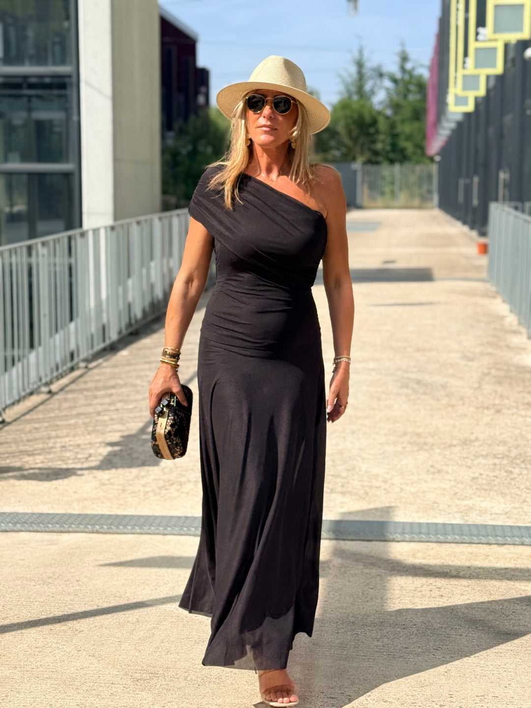Robe longue fluide noir 8050