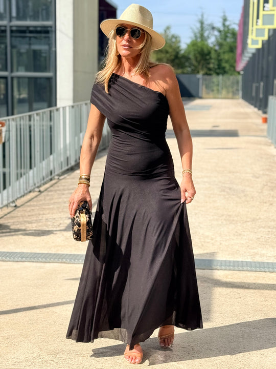 Robe longue fluide noir 8050
